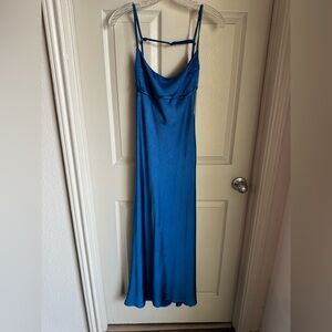 Hello Molly Blue Satin Maxi/Midi Dress